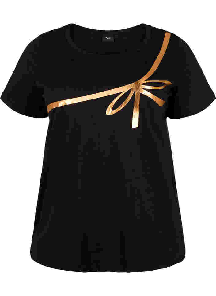 Jouluinen t-paita puuvillasta, Black Copper Bow, Packshot image number 0