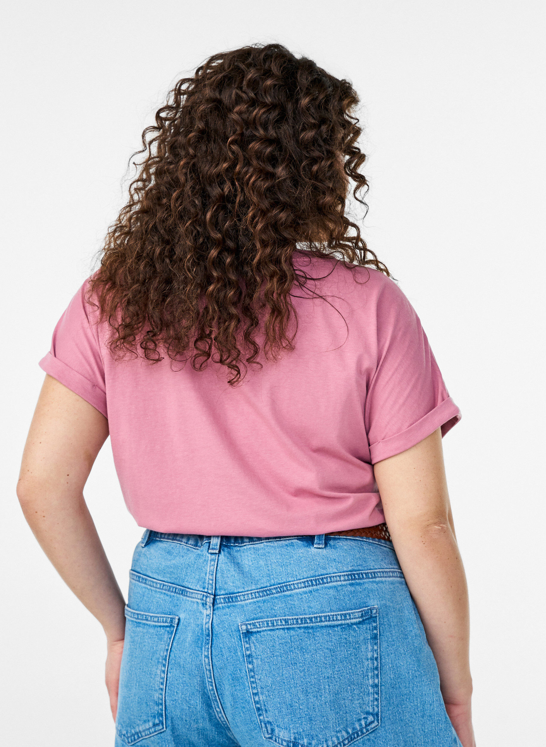 Zizzi Lyhythihainen puuvillasekoite t-paita, Vaaleanpunainen, Model image number 2