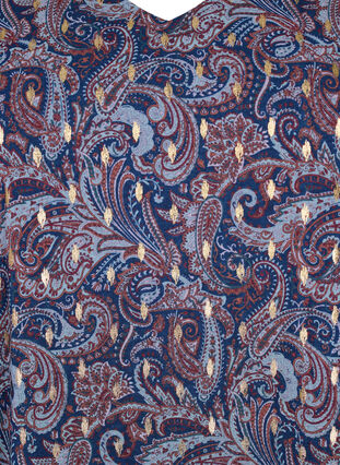 Kuosillinen, v-aukkoinen pusero pitkillä hihoilla, Blue Paisley AOP, Packshot image number 2