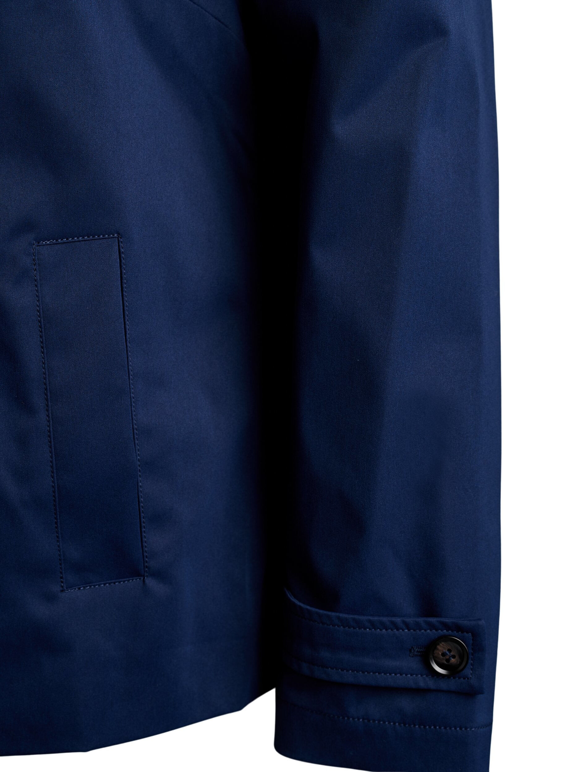 Zizzi Lyhyt trenssitakki kauluksella ja raglanhihoilla, Sininen, Packshot image number 3