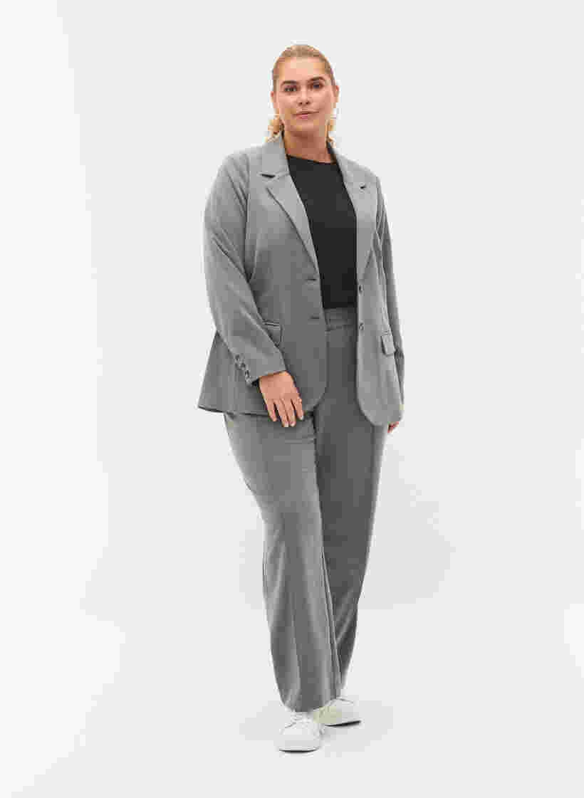 Yksinkertainen bleiseri taskuilla, Medium Grey Melange, Model image number 2