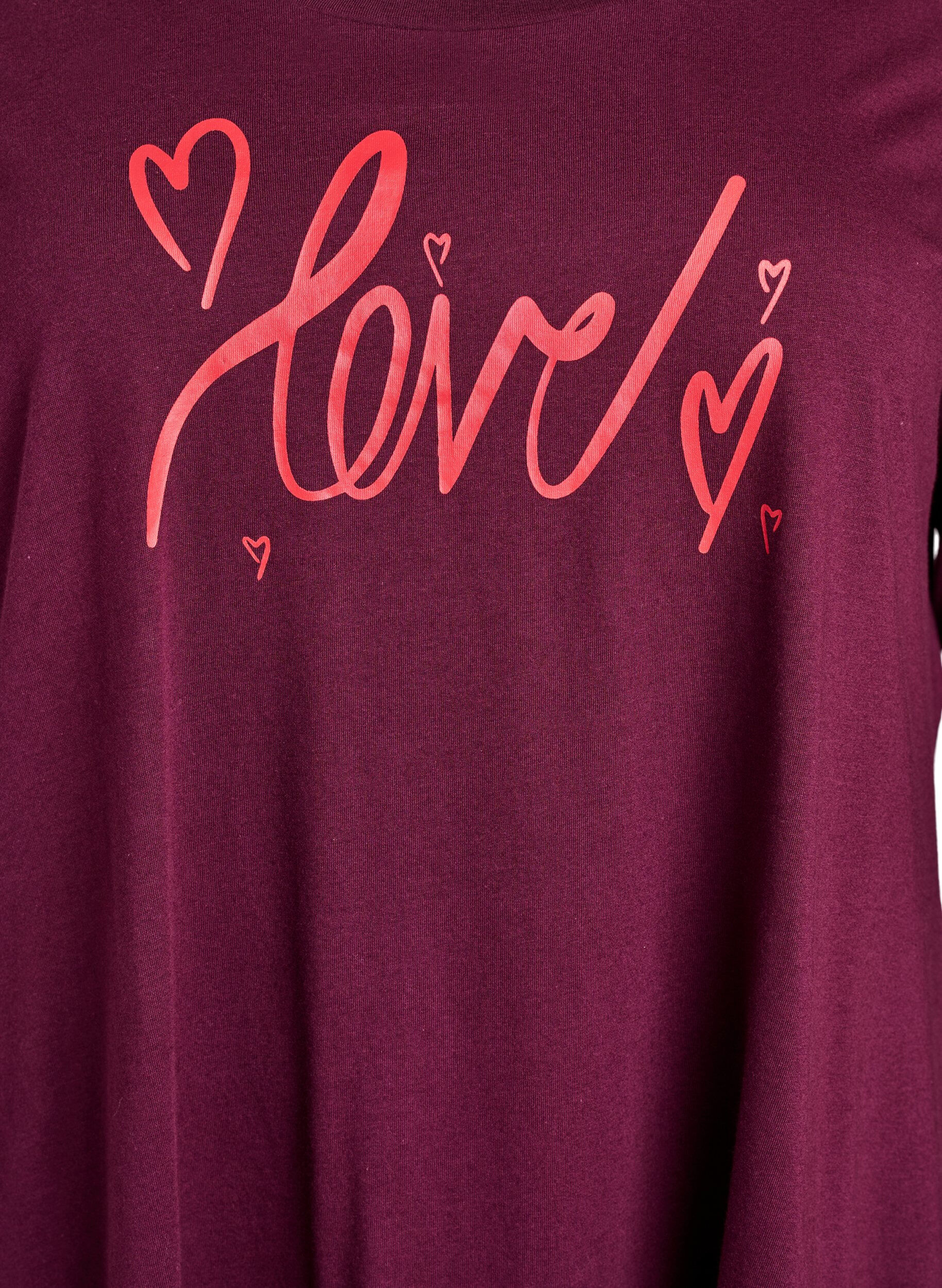 Zizzi Pitk&auml;hihainen y&ouml;paita luomupuuvillaa, Tumma Bordeaux, Packshot image number 2