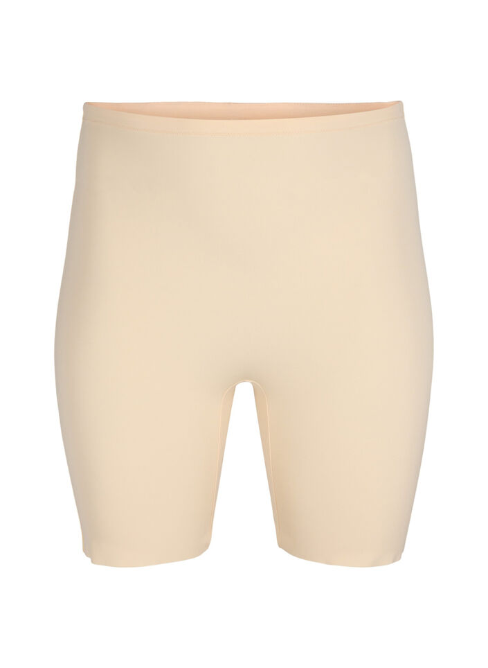 Kevyesti muotoilevat shortsit korkealla vy&ouml;t&auml;r&ouml;ll&auml;, Beige, Packshot image number 0