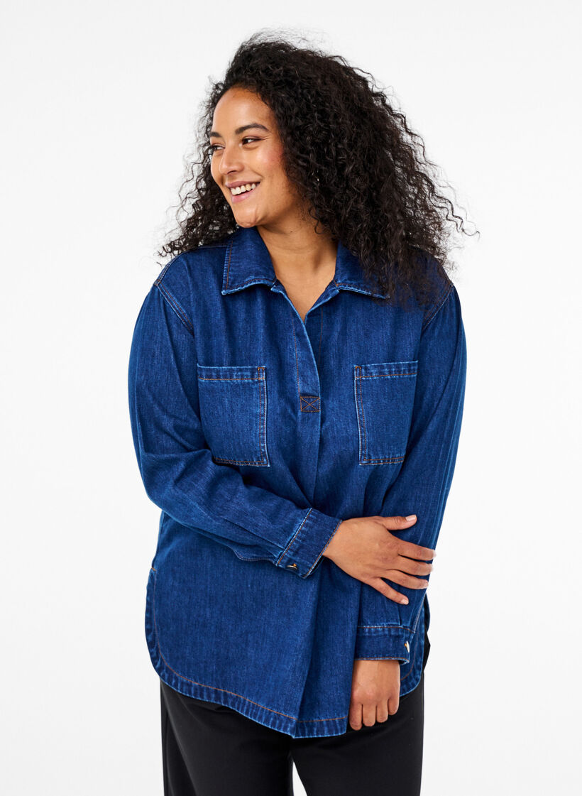 Denimpaita kauluksella, Unwashed, Model image number 0