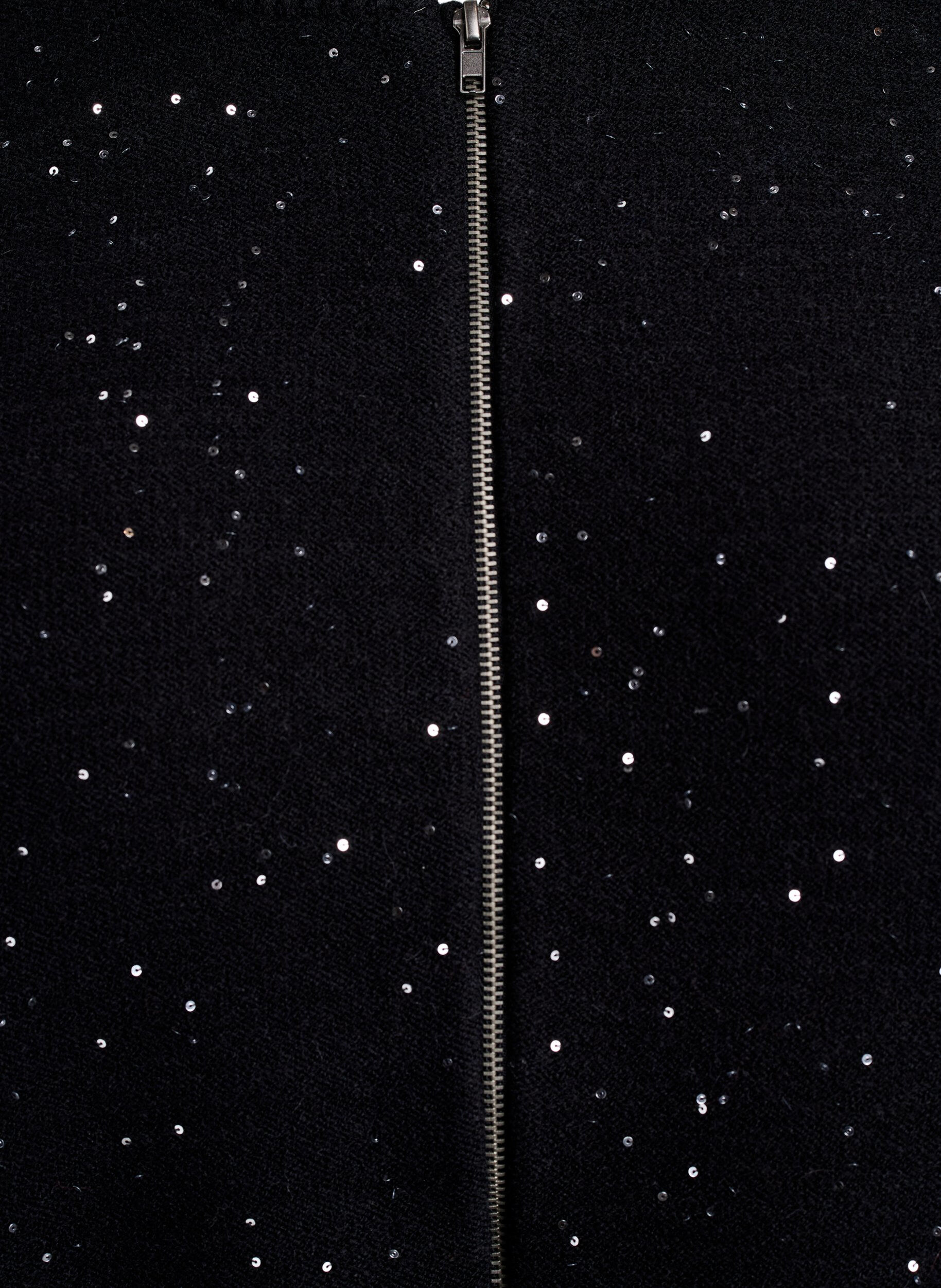 Zizzi Neuletakki vetoketjulla ja paljeteilla, Musta, Packshot image number 2