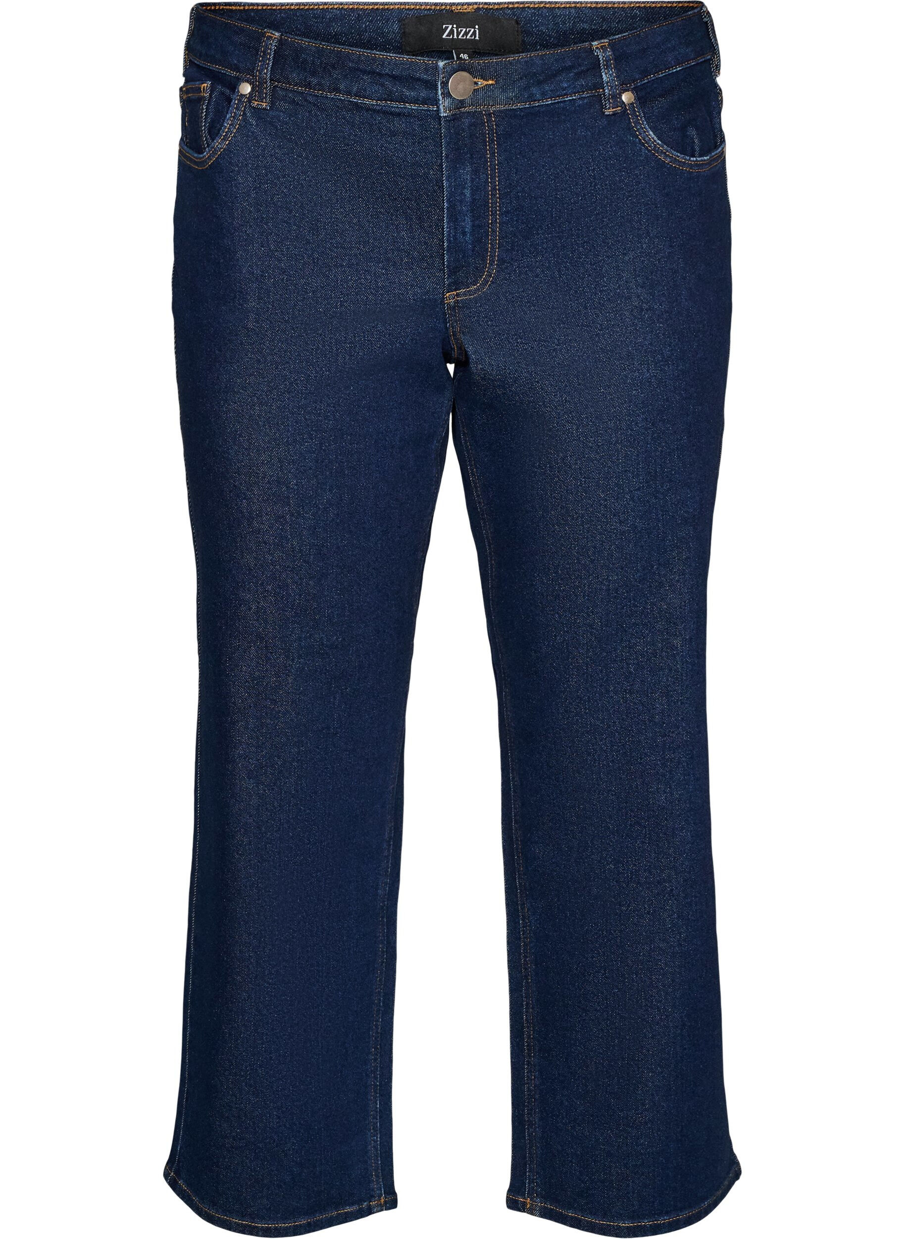 ZizziCropped straight fit -farkut normaalilla vy&ouml;t&auml;r&ouml;ll&auml;, Sininen, Packshot image number 0