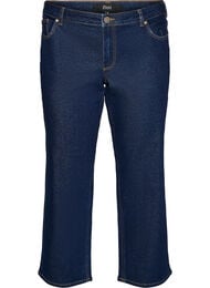Cropped straight fit -farkut normaalilla vy&ouml;t&auml;r&ouml;ll&auml;, Sininen