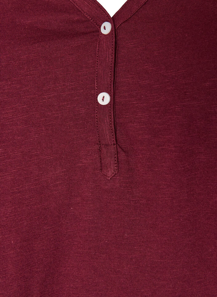 Pitk&auml;hihaisen t-paita, jossa on V-p&auml;&auml;ntie ja napit, Punainen, Packshot image number 2