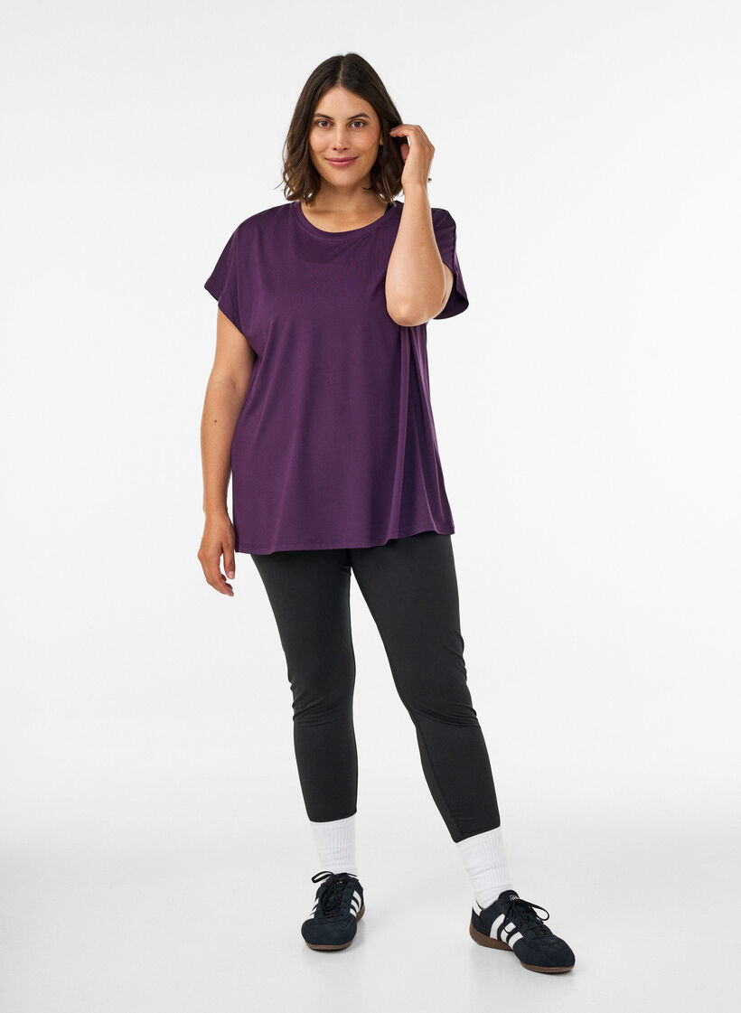 Yksiv&auml;rinen treeni-T-paita, Violetti, Model image number 1