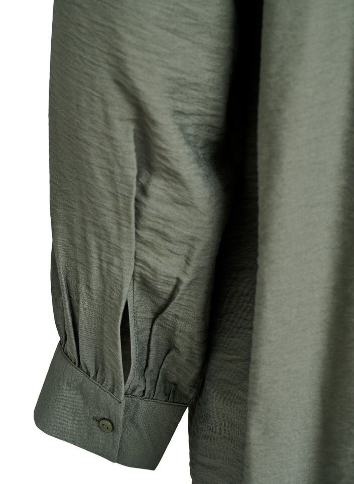 Viskoosipaita A-linjaisella leikkauksella, Vihreä, Packshot image number 3