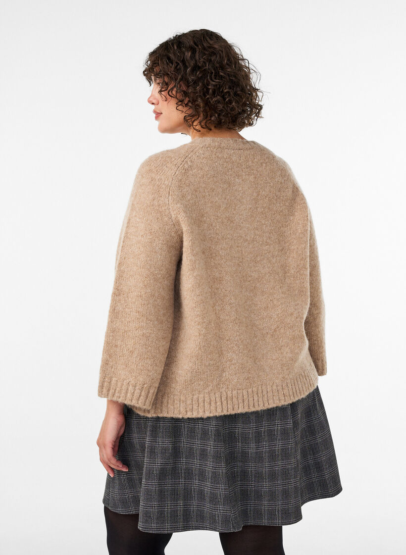 Villasekoite neuletakki 3/4-hihoilla, Beige, Model image number 2