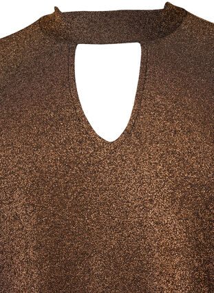 Pitkähihainen glitteripusero, jossa pyöreä kaula-aukko ja V-yksityiskohta, Black Copper, Packshot image number 2