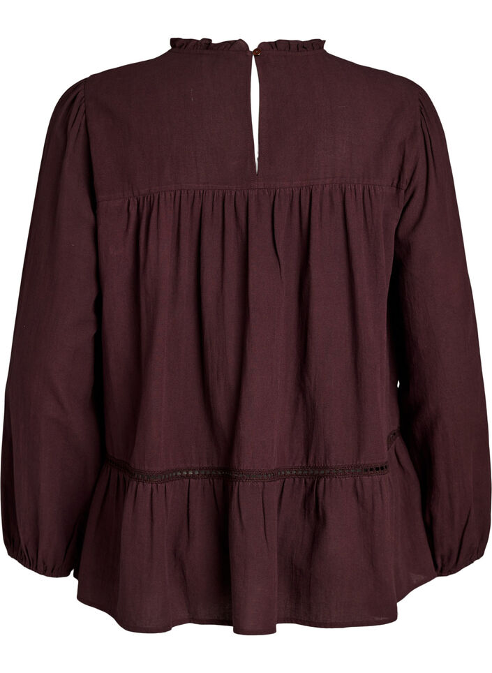 Pusero kirjailulla ja reik&auml;kirjonnalla somistettuna, Tumma Bordeaux, Packshot image number 1