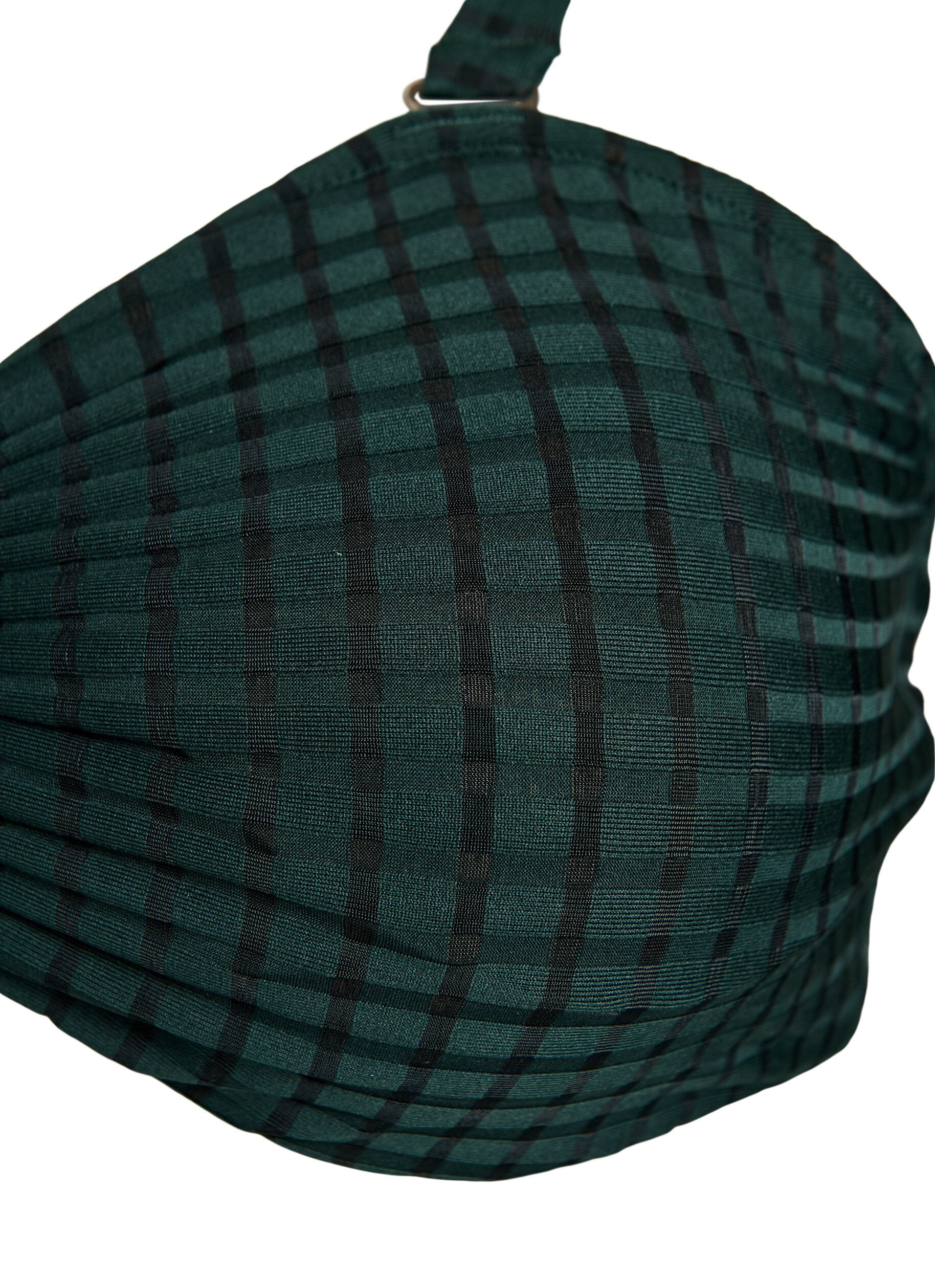 Zizzi Ruudullinen bikiniyl&auml;osa irrotettavilla olkaimilla, Vihre&auml;, Packshot image number 2