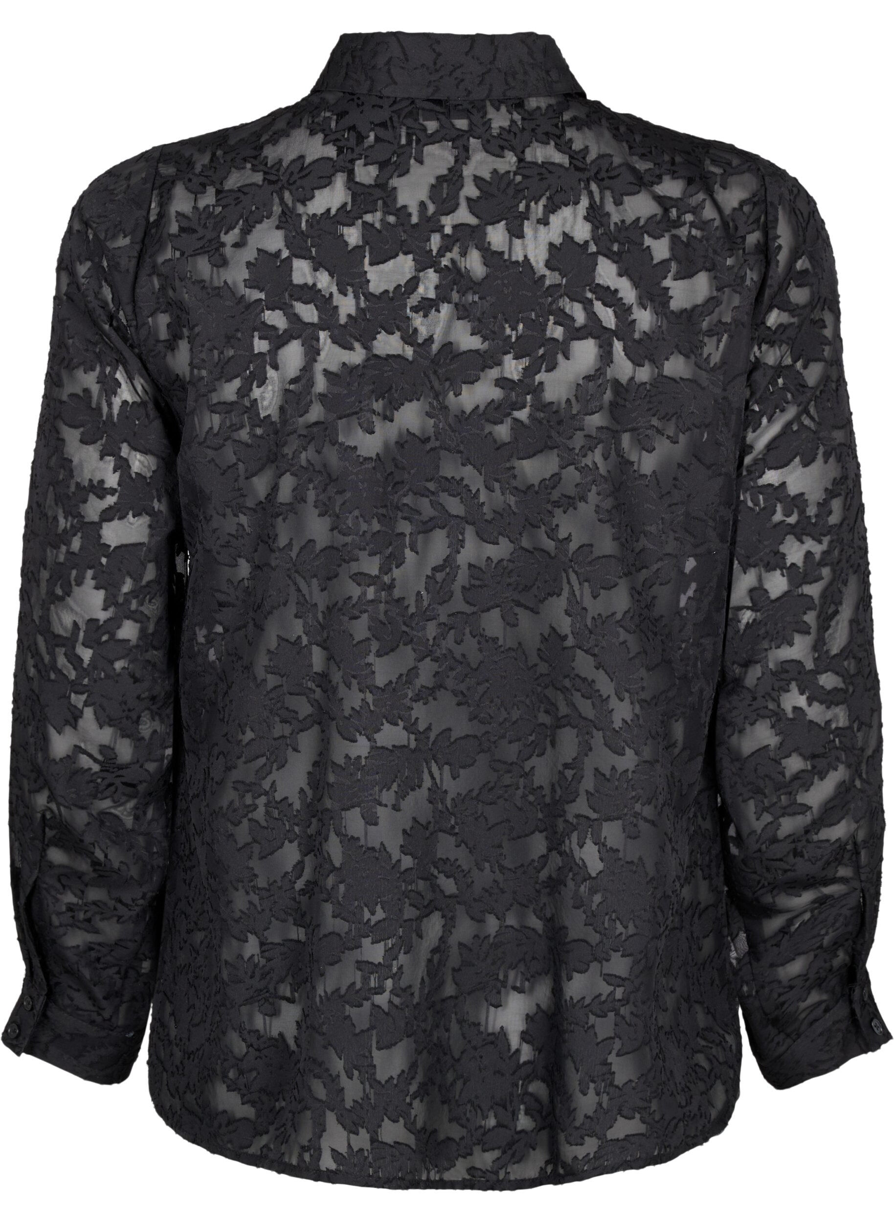Zizzi Jacquard-paita napeilla, Black, Packshot image number 1