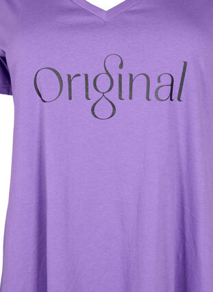 Puuvillainen t-paita tekstiprintillä ja v-pääntiellä, Deep Lavender ORI, Packshot image number 2