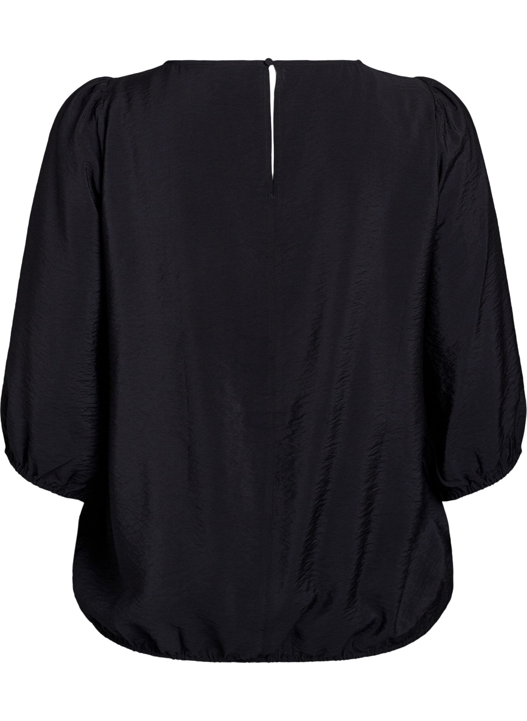 Zizzi 3/4-hihaiset pusero pitsiyksityiskohdilla, Musta, Packshot image number 1