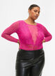 Verkkokankankainen body koristeellisella pitsillä, Fuchsia Red, Model image number 0