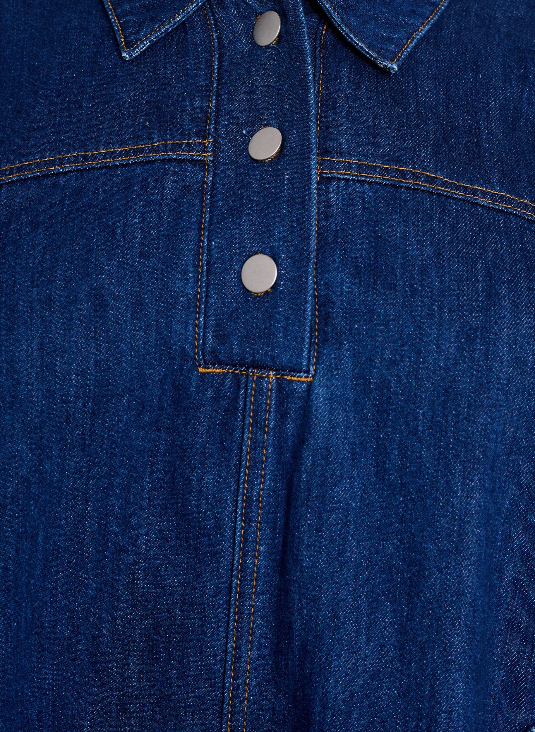 Zizzi Lyhyt farkkumekko kauluksella ja nappikiinnityksell&auml;, Sininen, Packshot image number 2