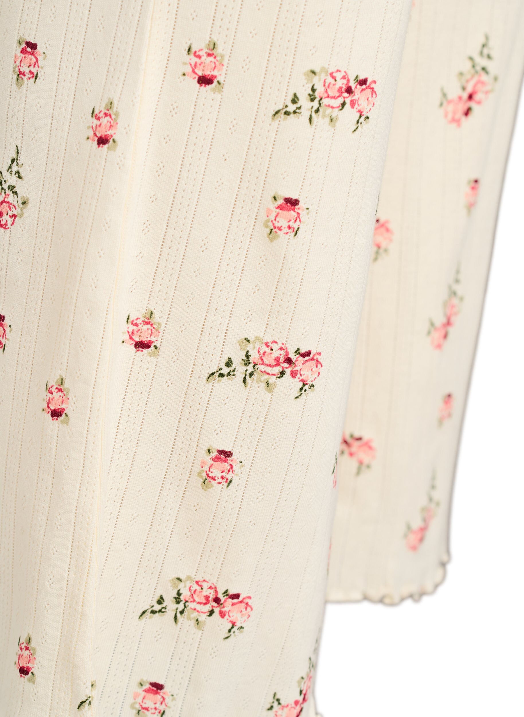 Zizzi Luomupuuvillaiset pyjamahousut strukturoidulla kuviolla, Vanilja, Packshot image number 2