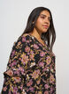 Kukkakuviollinen pusero ja r&ouml;yhel&ouml;yksityiskohdat, Musta, Model image number 3