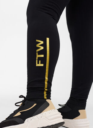 Puuvillaiset legginssit printillä, Black, Model image number 2