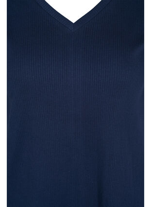 Puuvillainen t-paita ribbauksella, Navy Blazer, Packshot image number 2