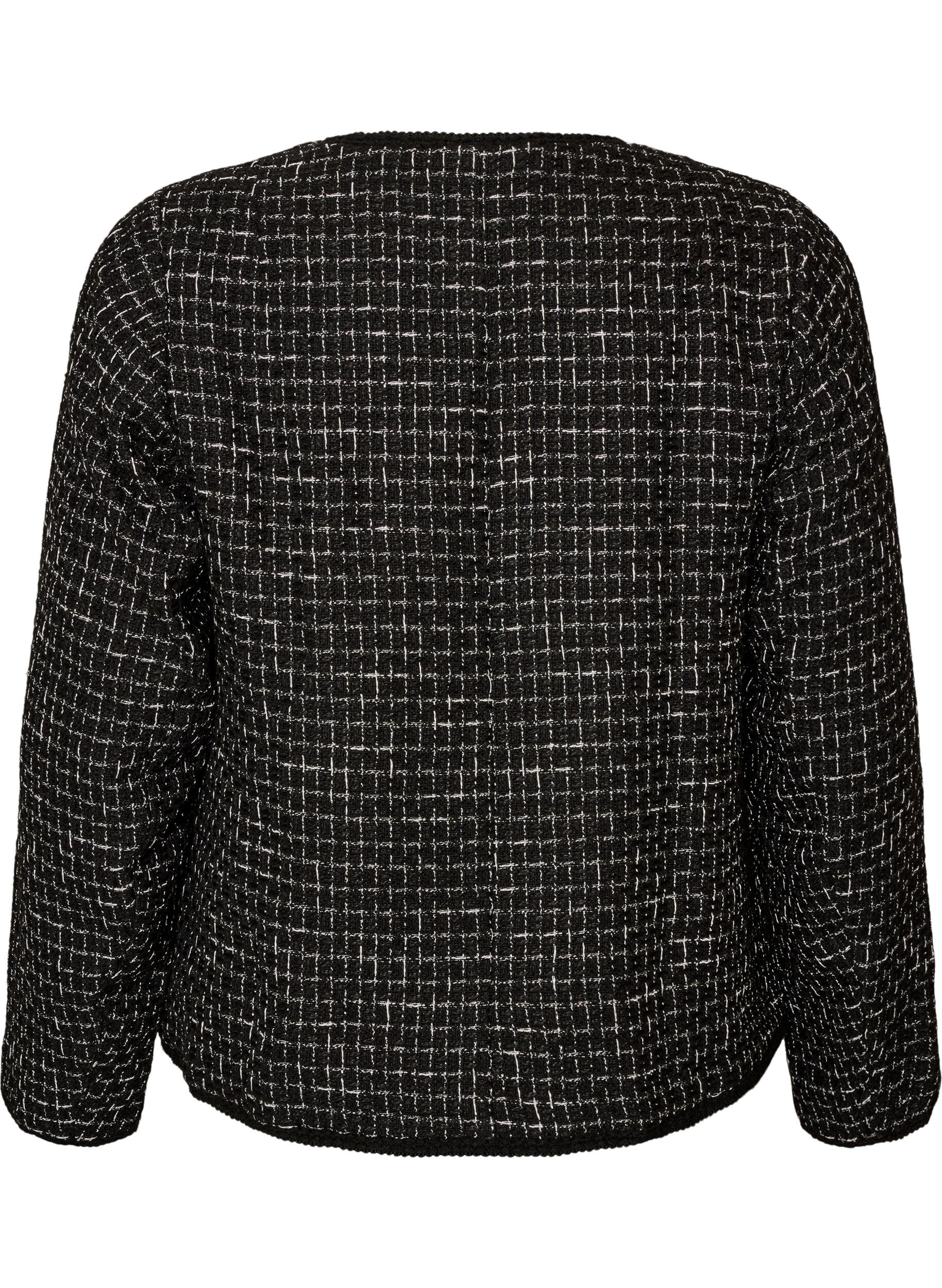 ZizziBoucl&eacute;takki kultaisilla napeilla, Musta, Packshot image number 1