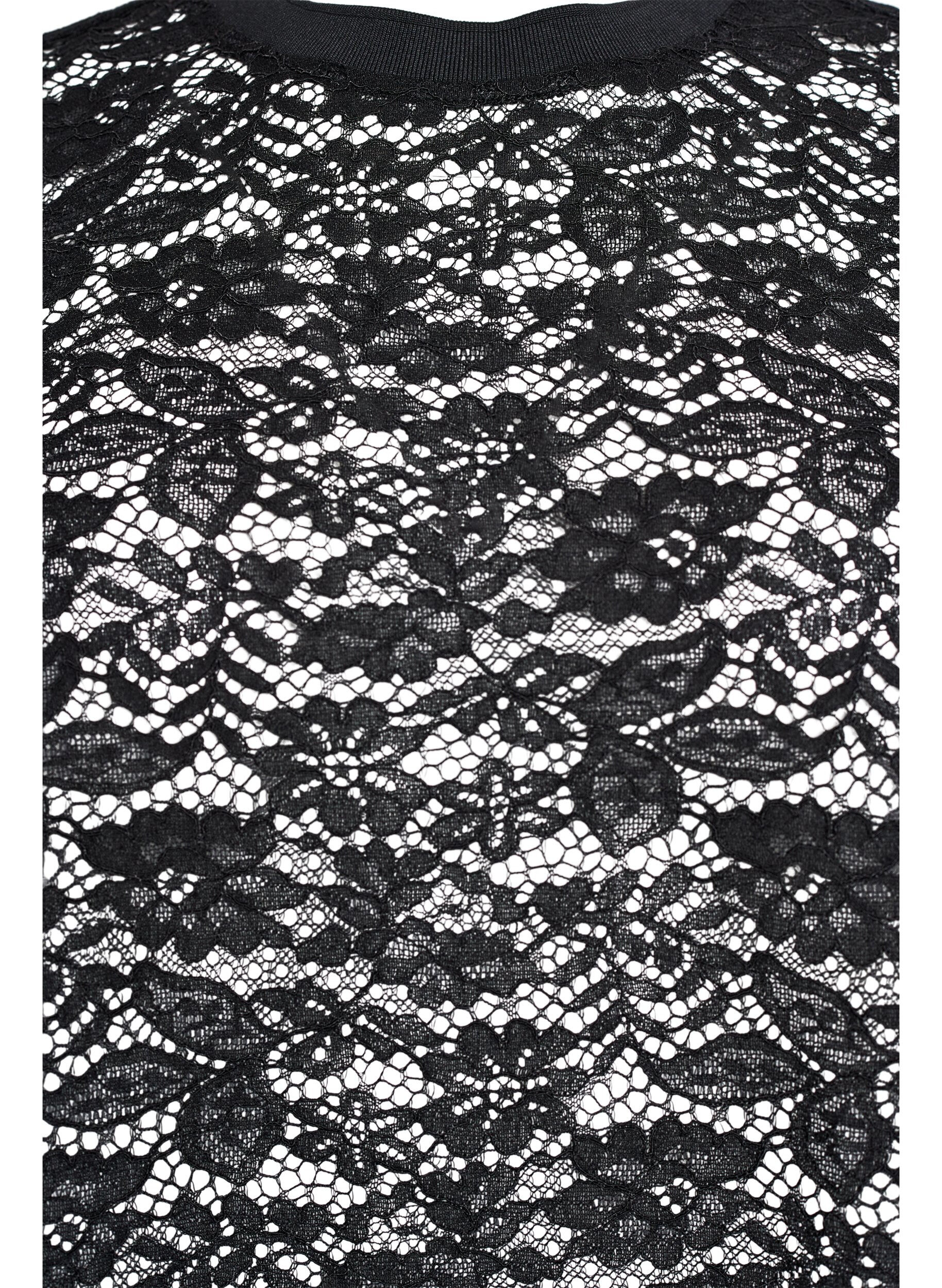 Zizzi Pitsipusero lyhyill&auml; hihoilla ja py&ouml;re&auml;ll&auml; p&auml;&auml;ntiell&auml;, Musta, Packshot image number 2