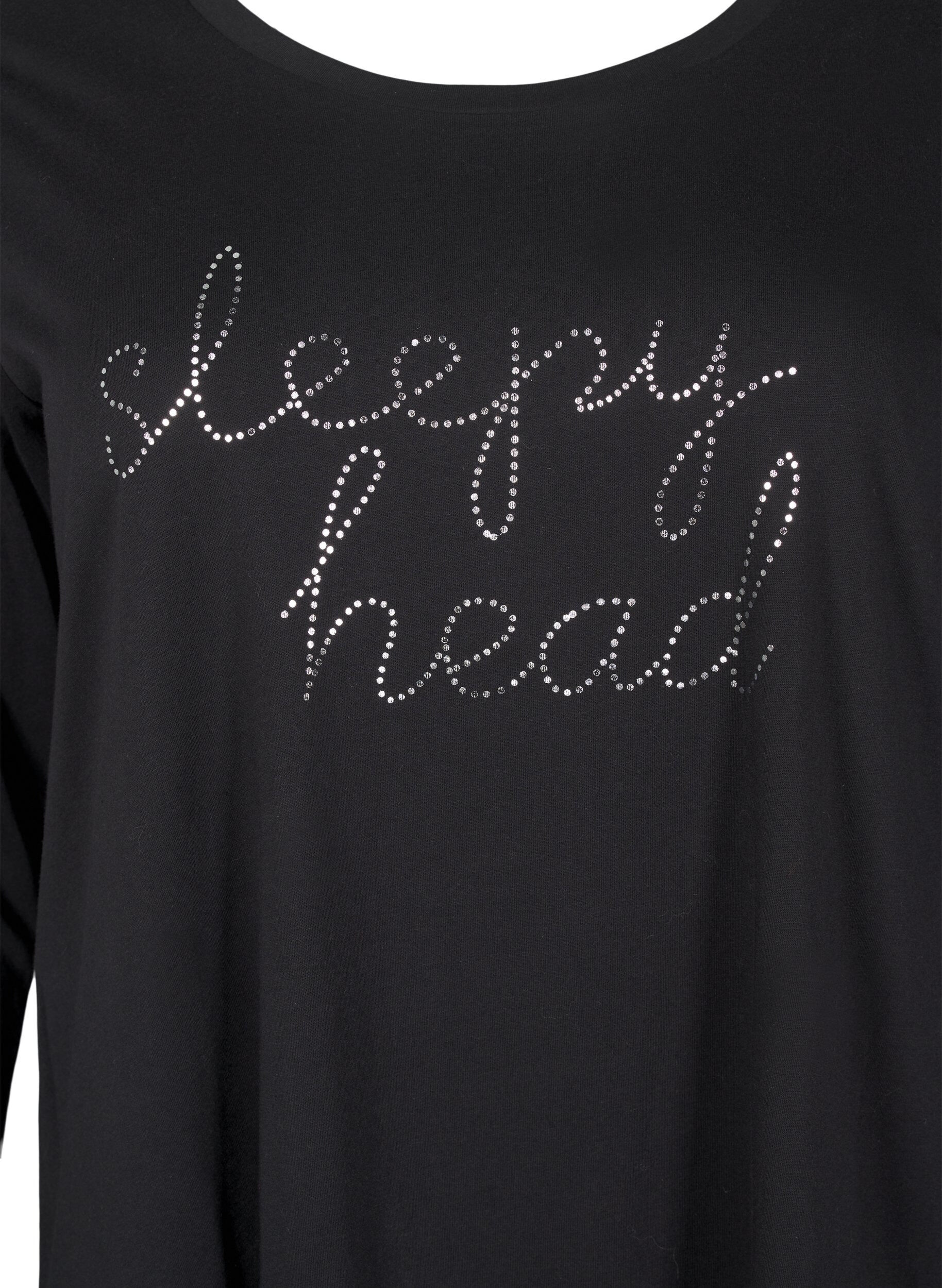 Zizzi Pitk&auml;hihainen y&ouml;paita luomupuuvillaa, Musta, Packshot image number 2