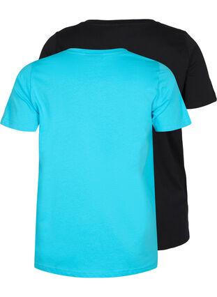 2 perus t-paitaa puuvillasta, Blue Atoll / Black, Packshot image number 1
