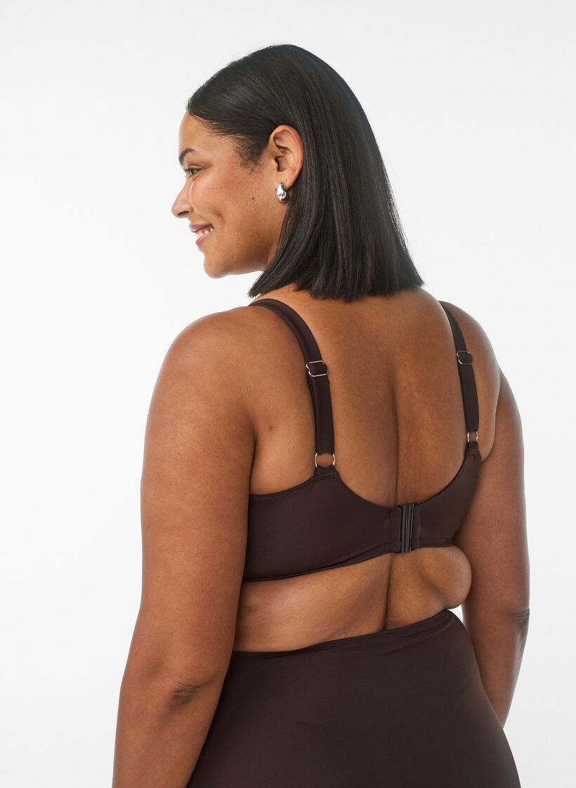 Bikiniliivit, joissa on kaarituet ja laskostus, Ruskea, Model image number 2