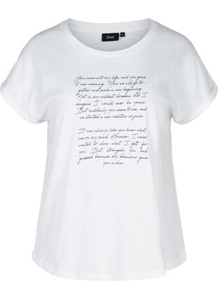 Ekologisesta puuvillasta valmistettu t-paita painatuksella, Bright White TEXT, Packshot image number 0