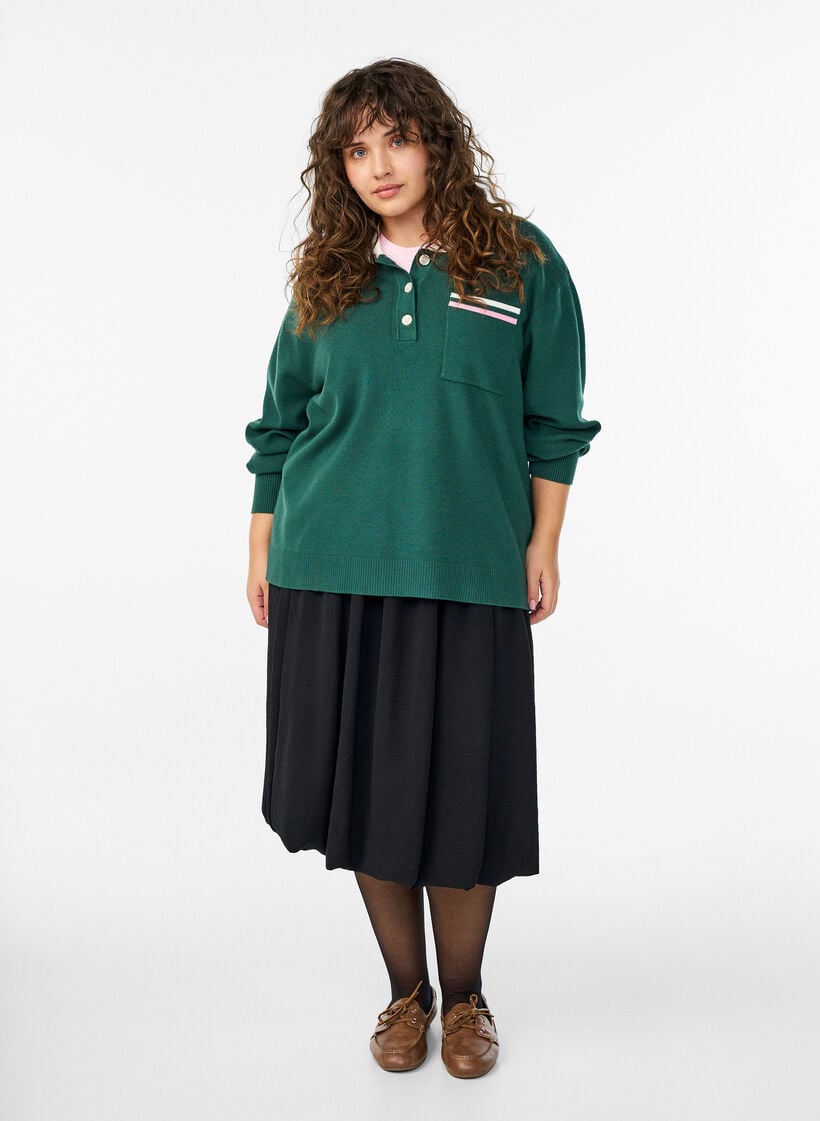 Polvimittainen pallohame joustavalla vyötärönauhalla, Musta, Model image number 0