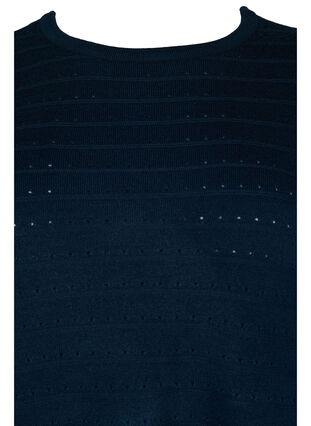 Tekstuurikuvioitu neulepusero pyöreällä pääntiellä, Navy Blazer, Packshot image number 2