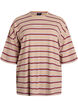 Ylisuuri T-paita raidoilla ja 1/2-hihoilla, Beige, Packshot image number 0