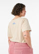 Puuvillainen T-paita printill&auml;, Beige, Model image number 2