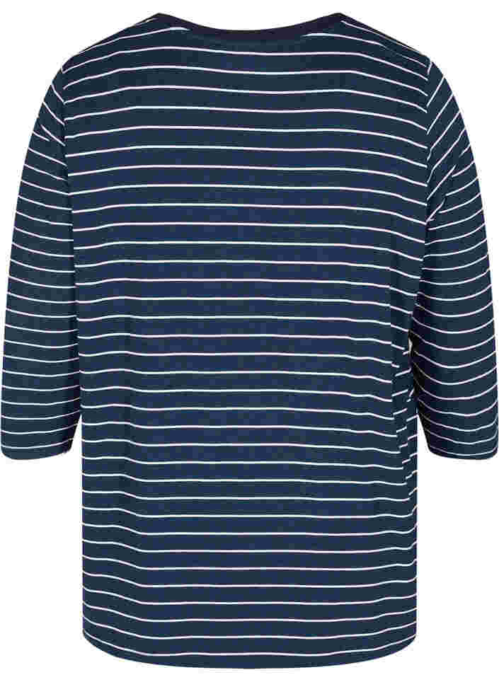 Raidallinen äitiyspusero 3/4-hihoilla , Blue Stripe , Packshot image number 1