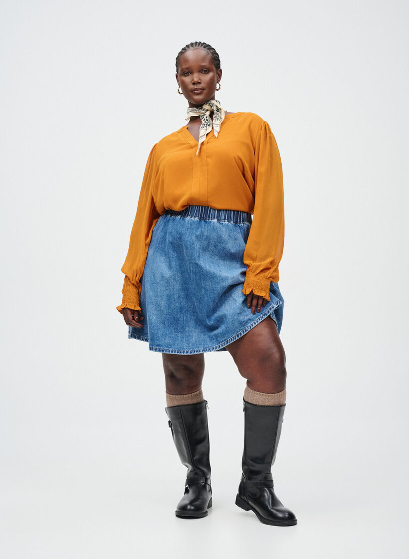 Lyhyt denimi skater-hame, Sininen, Image image number 0