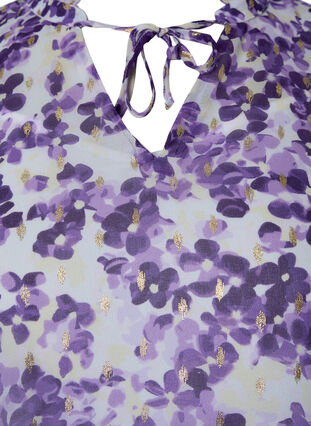 Tunika kukkakuosilla ja lurexilla, Beige/Purple Flower, Packshot image number 2