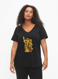 Puuvillainen t-paita, jossa on paljetteja, Black w. Love, Model