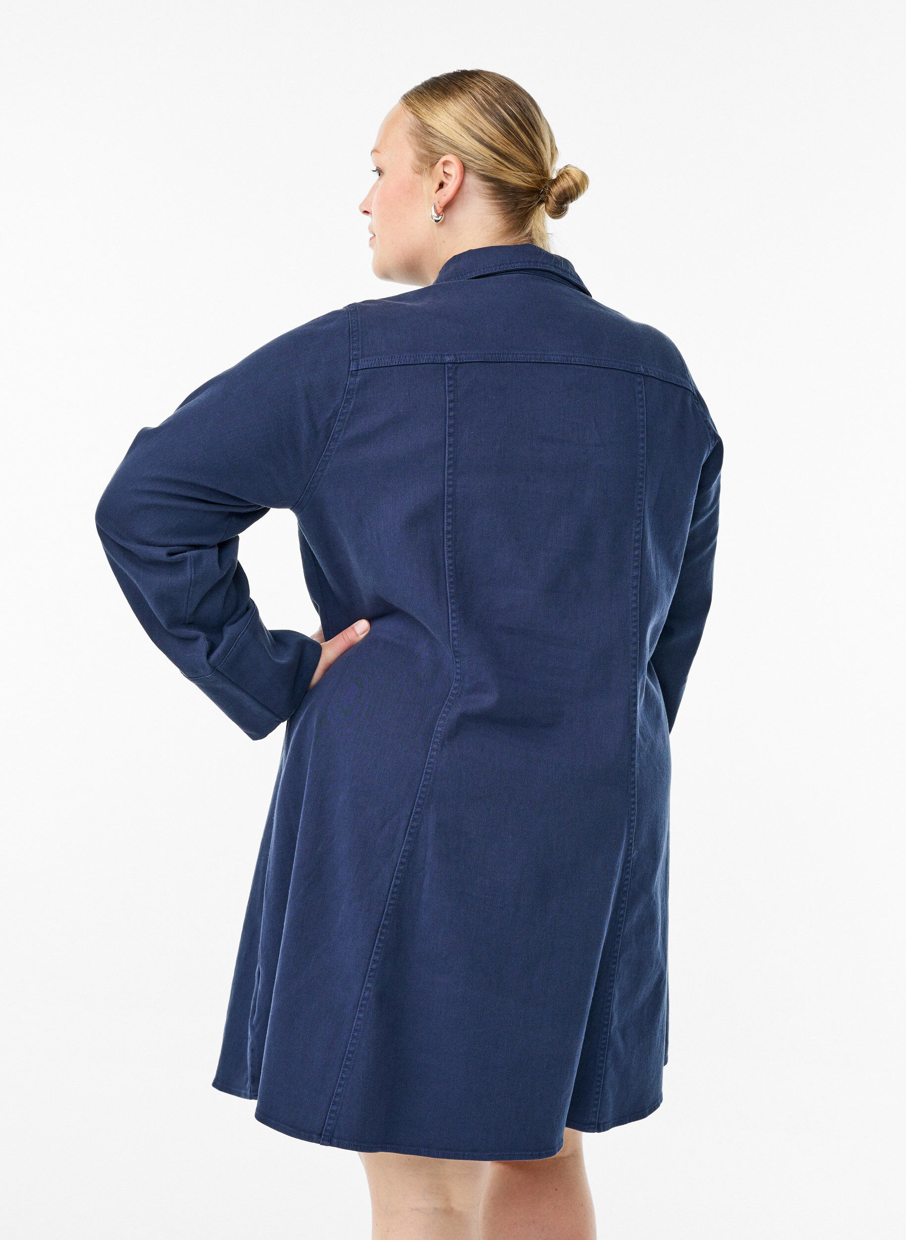Zizzi Lyhyt twill-mekko vetoketjulla, Sininen, Model image number 2