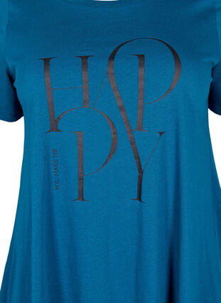 Puuvillainen t-paita tekstipainatuksella, Blue Coral HAPPY, Packshot image number 2