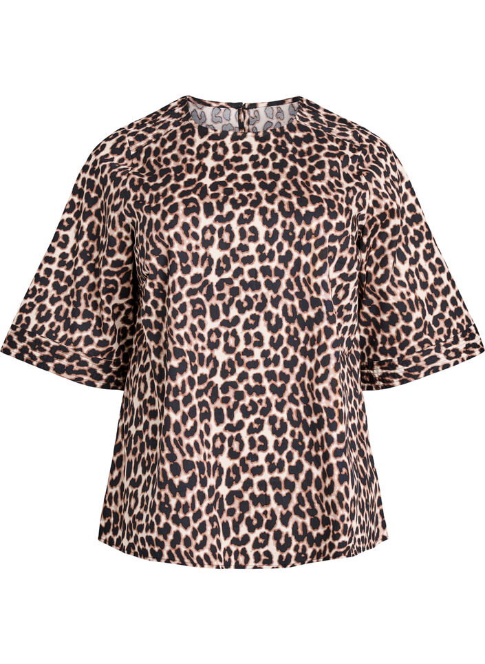 Pusero tikkauksilla ja 3/4-hihoilla, Ruskea, Packshot image number 0