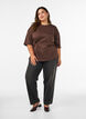 T-paita drapeeratulla yksityiskohdalla, Ruskea, Model image number 1