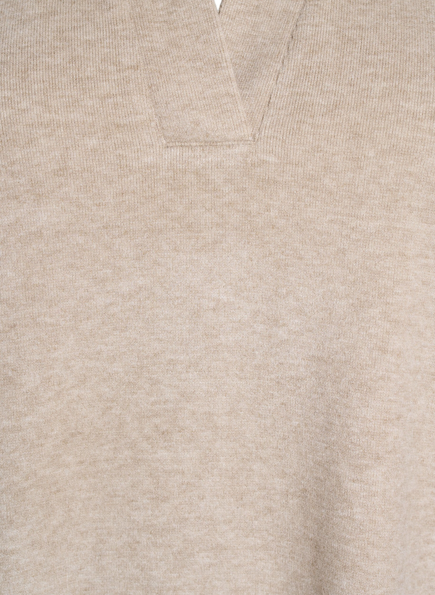 Zizzi Jersey-paita kauluksilla ja lyhyill&auml; hihoilla, Ruskea, Packshot image number 2