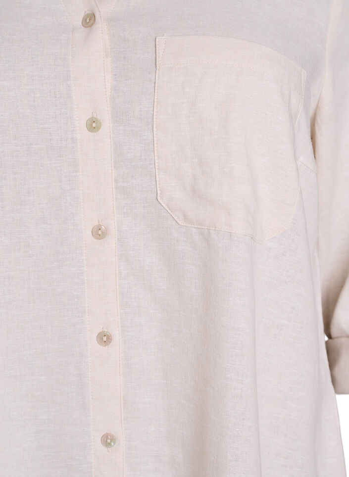 Paita pellavaa ja viskoosia, 3/4-hihoilla, Beige, Packshot image number 2