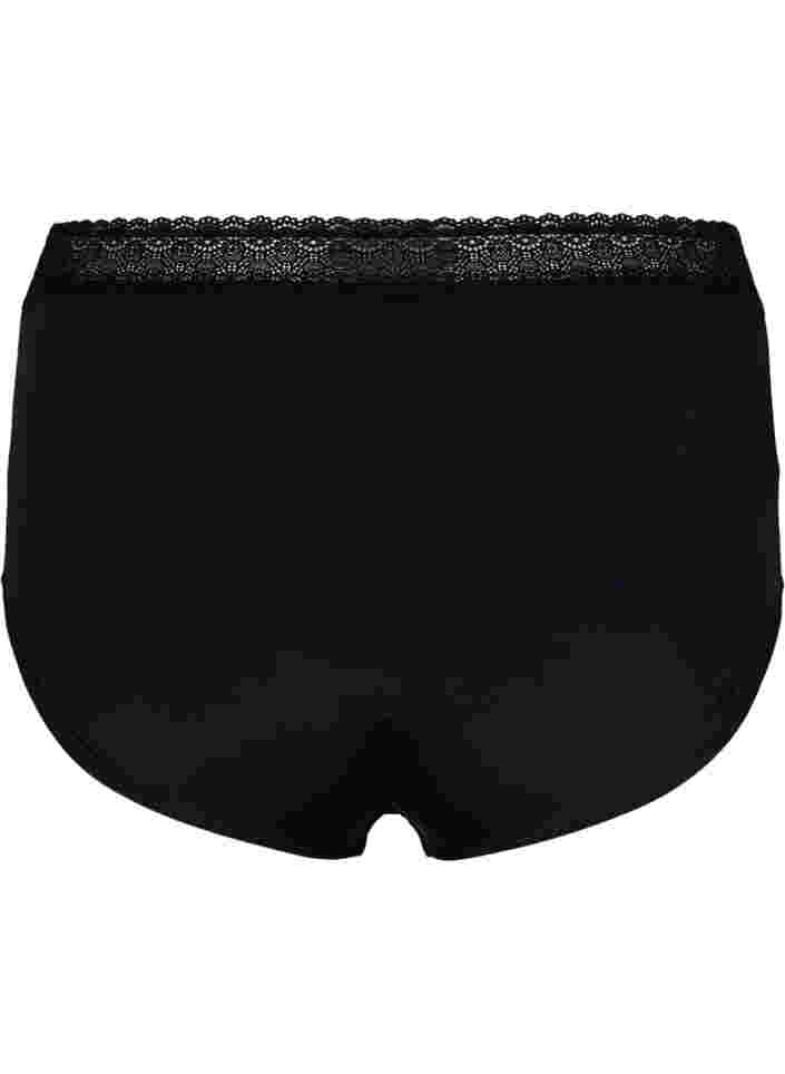 Korkeavyötäröiset alushousut pitsiyksityiskohdilla, Black, Packshot image number 1
