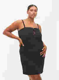 Vartaloamyötäilevä mekko kiristysnauhalla, Black, Model