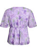 Kukkakuvioinen sifonkipusero lyhyill&auml; hihoilla, Violetti, Packshot image number 1